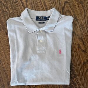 Ralph Lauren Light Gray Polo with Pink Emblem